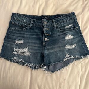 Lucky Brand Women's Ripped Jean Shorts - Dark Blue